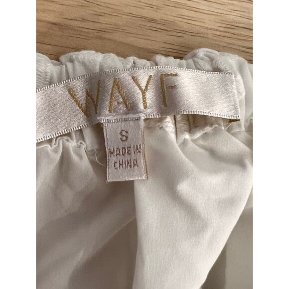 WAYF Brooke Eyelet Off Shoulder Puff Sleeve Crop Top Ivory Women's Size S NWOT - Picture 5 of 6